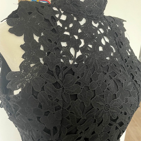 La Marque Crochet Short Romper with open back and leather accents - Picture 2 of 4